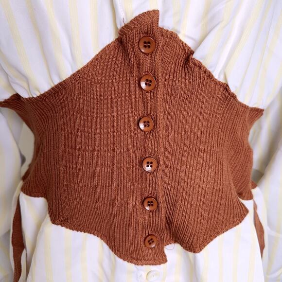 Women's French 2 in 1 Waistband Belt Shirt Dress (M) - Picture 7 of 10